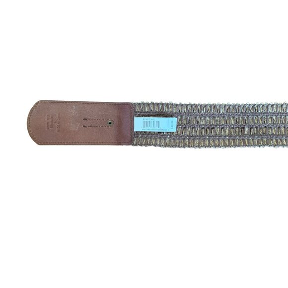 Fossil Leather & Macrame Stretch Belt with Burnished Gold Buckle Womens O/S - Picture 11 of 14